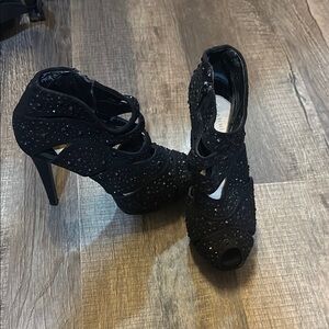 Elegant Black Peep-Toe Heels